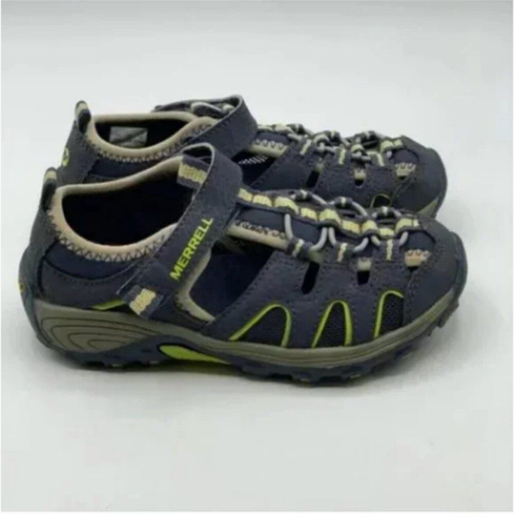 Merrell Boys' Hydrohiker Trail Shoe Blue Lime Green Size 11 - Picture 2 of 8